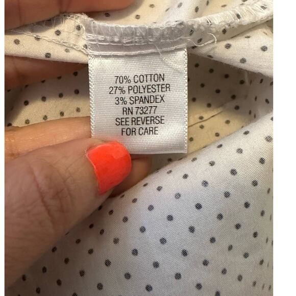 Apt 9 white black polka dots long sleeves button shirt size small - Picture 4 of 9